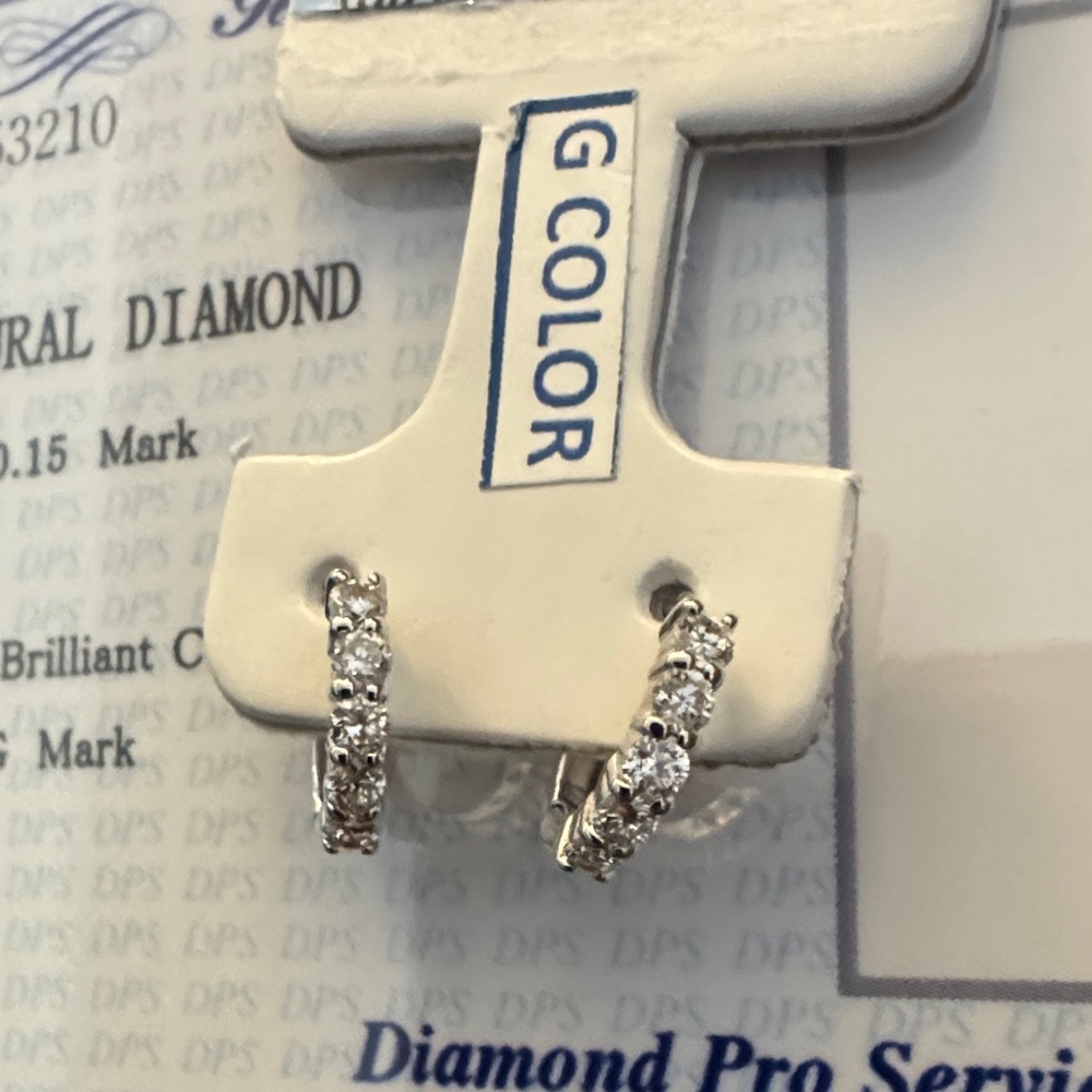 K18 White Gold Natural Diamond Huggies Hoop Earrings - .30CT